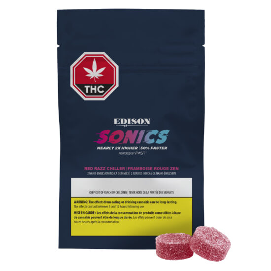 Edison Sonics Red Razz Chiller 1:1 CBD:THC Nano Gummies - MyMedi.ca