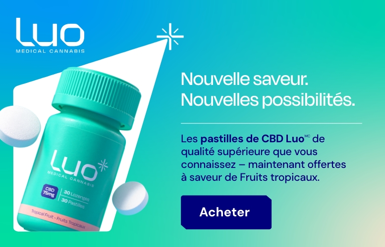Nouvelle saveur. Nouvelles passibilites. Pastilles de CBD de grande qualite - maintenant offertes a saveur de Fruits tropicaux