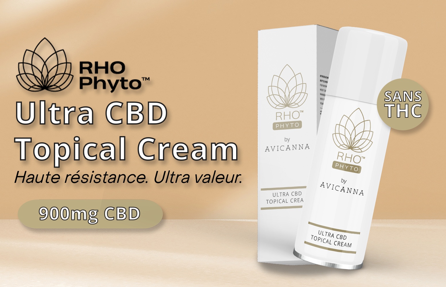 Rho Phyto. Ultra CBD Topical Cream. Haute resistance. Ultra valeur.